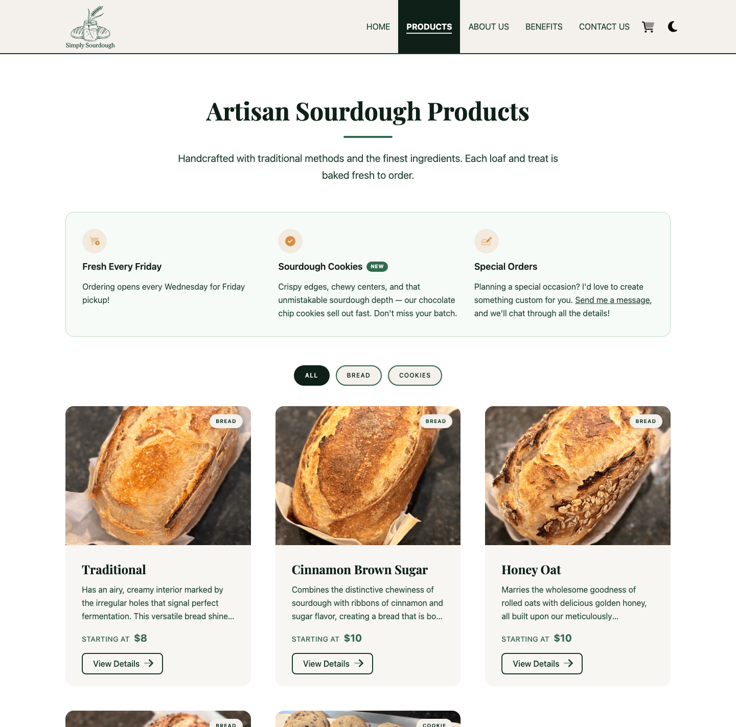 Simply Sourdough product listing