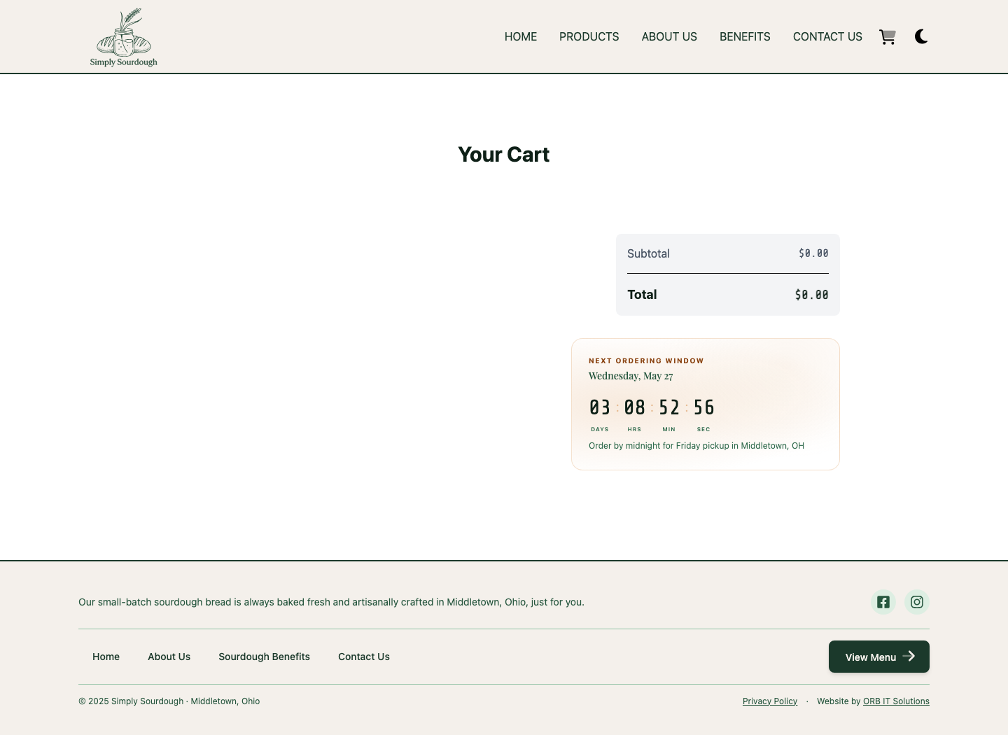 Simply Sourdough shopping cart